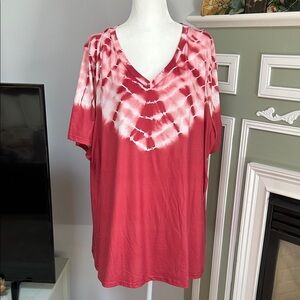 BloomChic Women's Tie-Dye V-Neck Top - Red